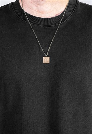24" SAINT CHRISTOPHER SQUARE PENDANT NECKLACE CHAIN - GOLD