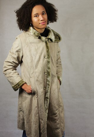 VINTAGE / SUEDE STYLE / DETACHABLE HOOD / COAT