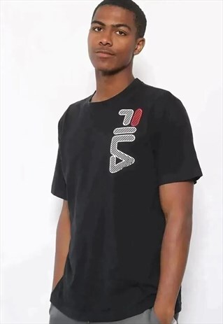 VINTAGE FILA BIG SPELL OUT LOGO T-SHIRT BLACK