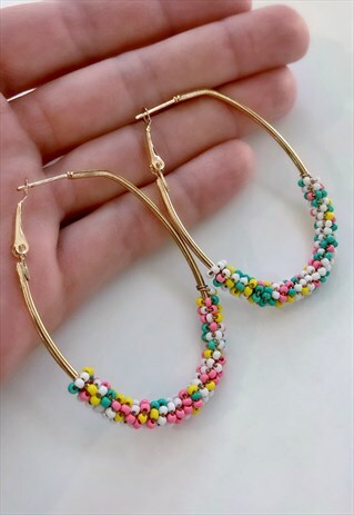 BEADED HOOP EARRINGS