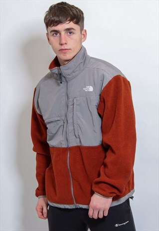 VINTAGE THE NORTH FACE TWO TONE FLEECE IN RED XL
