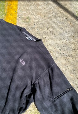 Vintage North Face Black Embroidered Fleece Sweatshirt