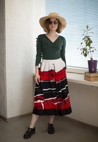 VINTAGE 80'S MULTI COLOUR HIGH WAISTED SKIRT