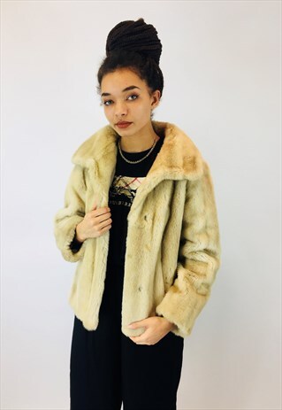 VINTAGE 80S FAUX FUR COAT
