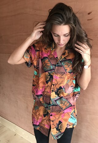 PATTERNED OVERSIZED RETRO VINTAGE UNISEX FESTIVAL SHIRT