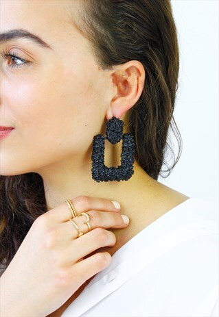 BLACK DOOR KNOCKER EARRINGS