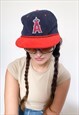 VINTAGE 90S STRAIGHT BILL DAD CAP IN NAVY BLUE / RED