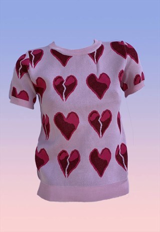 HEARTBREAKER KNIT SWEATER TEE IN PINK