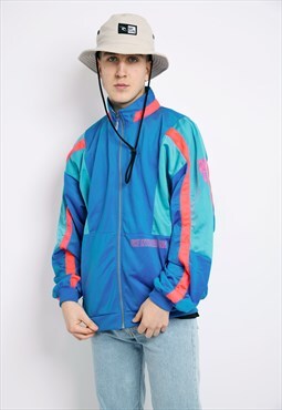 Harlev Basket jacket 90/'s windbreaker Vintage Berri oversized Sport track jacket bold blue tracksuit top hipster oldschool XL