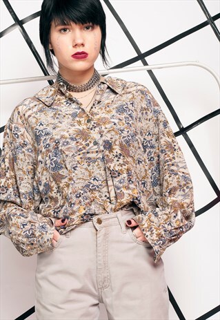 90S VINTAGE FLORAL OVERSIZED SHIRT