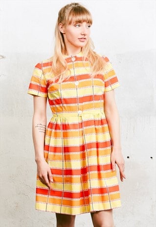 VINTAGE 50S YELLOW STRIPED DRESS