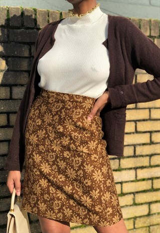 70S VINTAGE FLORAL PATTERNED SKIRT