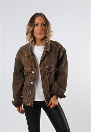 DENIM JACKET COLOURED LINED OVERSIZED FITTED UK 16 (2DB)
