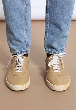 HERMES BEIGE LEATHER TRAINERS