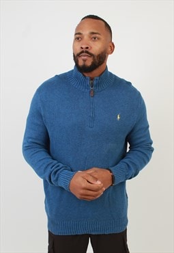 Men's Polo Ralph Lauren blue zip neck sweater