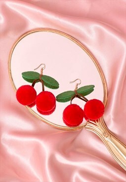 Cherry PomPom Earrings