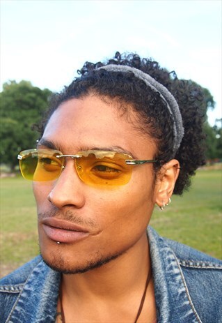 YELLOW LENS 90S FRAMELESS SUNGLASSES