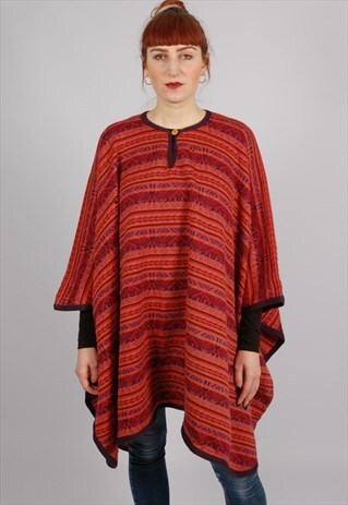 KNITTED WOOL PONCHO