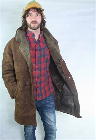 VINTAGE OVERSIZED SUEDE SHEEPSKIN SHERLING LINED JACKET