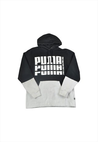 Vintage Puma Hoodie Sweatshirt Black/White Small