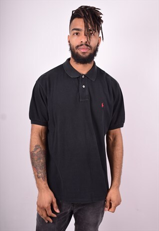 POLO RALPH LAUREN MENS VINTAGE POLO SHIRT LARGE BLACK 90'S