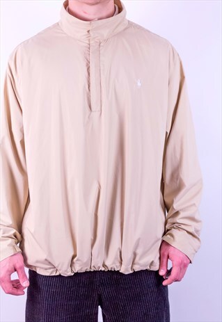 VINTAGE RALPH LAUREN 1/4 ZIP PULLOVER JACKET IN BEIGE XL