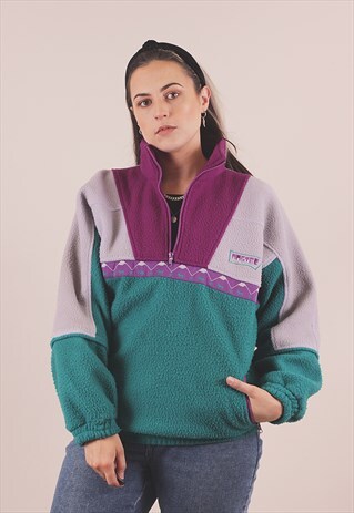 VINTAGE 90'S COLOUR BLOCK FLEECE JACKET /A14006