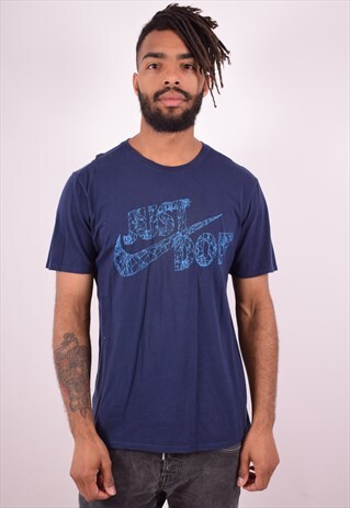 NIKE MENS VINTAGE T-SHIRT TOP LARGE BLUE 90S
