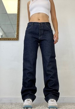 Prada wide leg navy blue jeans