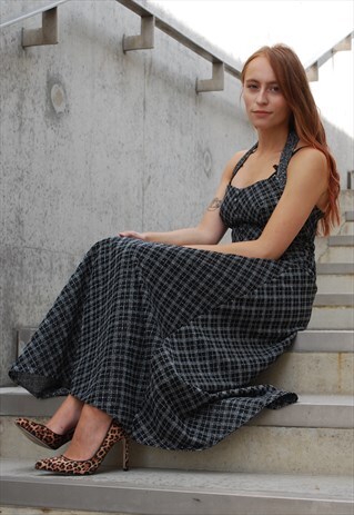 SUPER SALE- 1970S GOTH GLAM METALLIC HALTER SIZE 8