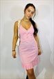 VINTAGE SIZE S LACE NEGLIGEE 1960S SLIP DRESS IN PINK