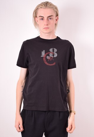 CERRUTI 1881 MENS VINTAGE T-SHIRT TOP MEDIUM BLACK 90S