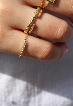 Pave Chain Ring Gold Vermeil Dainty
