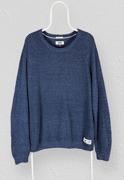 Tommy Hilfiger Blue Knit Jumper Chunky Pullover Mens Medium