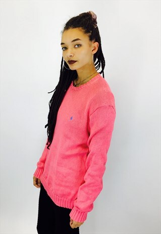 RALPH LAUREN PINK COTTON KNIT JUMPER
