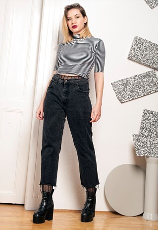 CROPPED WRANGLER JEANS - 90S VINTAGE GREY DENIMS