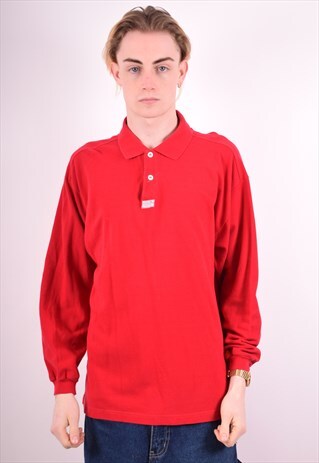 LEVI'S MENS VINTAGE POLO SHIRT LONG SLEEVE XL RED 90S