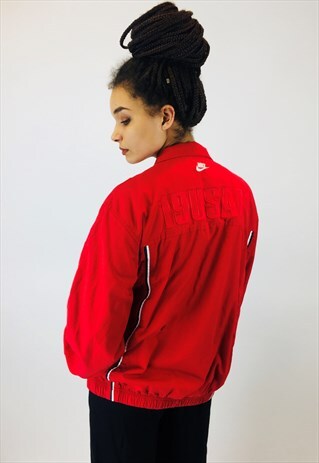 VINTAGE NIKE USA EMBROIDERED WINDBREAKER JACKET