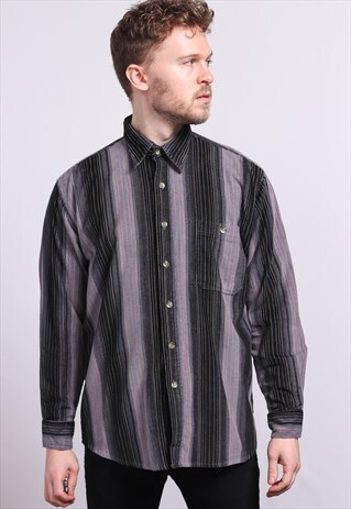 VINTAGE CORDUROY CORD STRIPED SHIRT