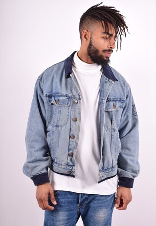 VALENTINO MENS VINTAGE DENIM JACKET MEDIUM BLUE 90'S