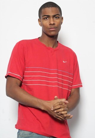 VINTAGE NIKE LOGO T-SHIRT RED STRIPED