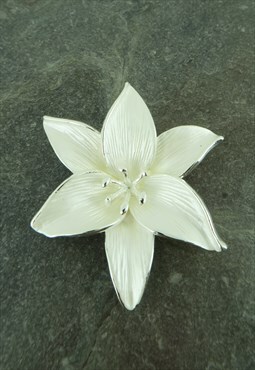 Lily White Flower Brooch
