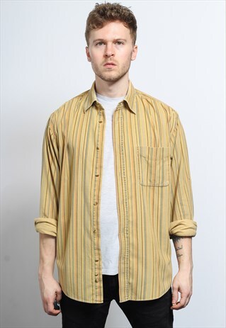 VINTAGE CORDUROY CORD STRIPED SHIRT