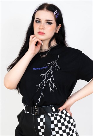 INFERNO REFLECTIVE LIGHTNING AESTHETIC T-SHIRT Y2K GRUNGE