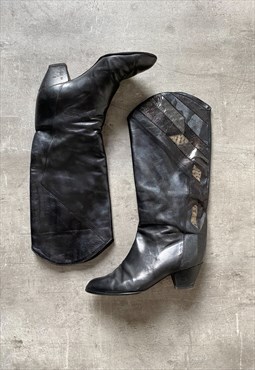 Vintage Y2K 00s knee boots in black
