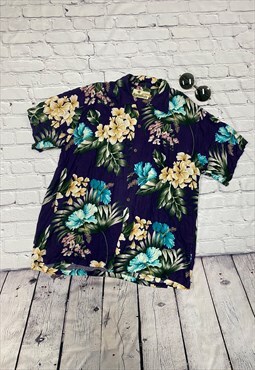 Purple Hawaiian Style Shirt Size L