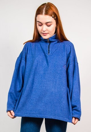 VINTAGE 90'S BLUE QUARTER ZIP OVERSIZED SWEATSHIRT
