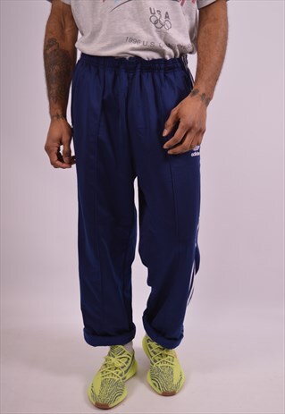 ADIDAS MENS VINTAGE TRACKSUIT TROUSERS XL NAVY BLUE 90S