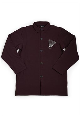 Purple Badminton Racket Printed Long Jacket Shirt Coat Y2k