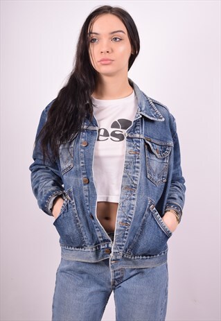 WRANGLER WOMENS VINTAGE DENIM JACKET LARGE BLUE 90'S